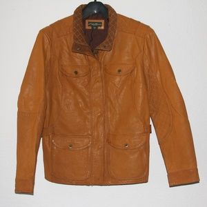 Women's  XL Tan Leather Aviator Jacket